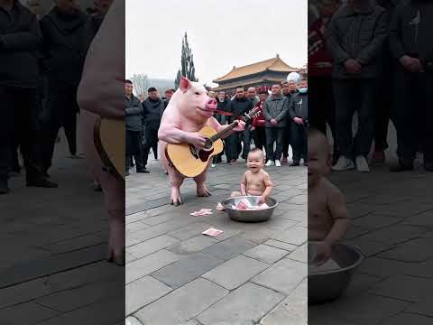 Piggy learned to play the guitar and performed in the square with her baby. It was amazing! Piggy