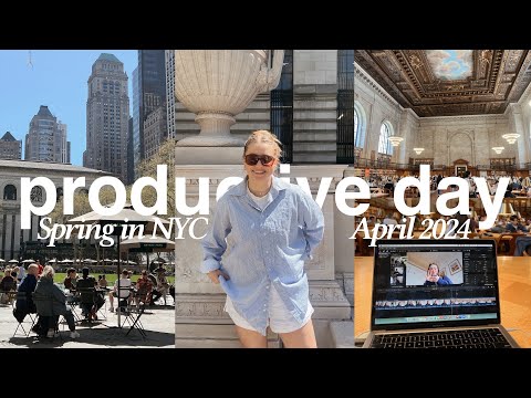 PRODUCTIVE DIML IN NYC -- spring vibes, working at the library, cleaning the apt & more 🌸