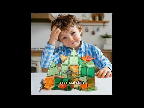 "Build a Dino World! 🌟 44 PCS Dinosaur Magnetic Tiles for Creative Kids"