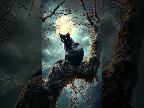 Mysterious Black Cat Under the Moon | Dark Academia & Melancholic Piano #darkacademia #darkambience