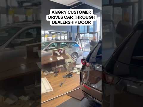 Crazy Man Drives car through DEALERSHIP DOORS 👀 #shorts #trendingshorts #unreal #crash