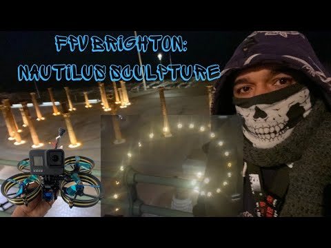 FPV Freestyle: Brighton Seafront Nautilus Sculpture Night Time