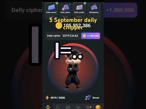 5 September daily chipper hamster Kombat Daily chipper code today 1 m coins Today