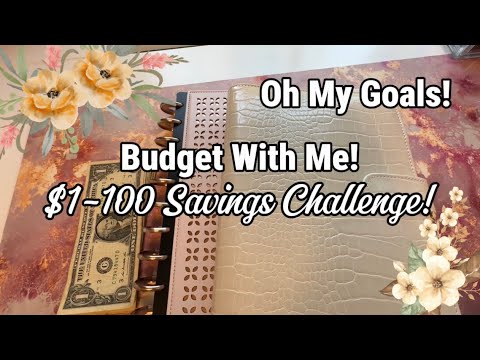 Save With Me! $1-100 Savings Challenge Cash Stuffing | Oh My Goals!