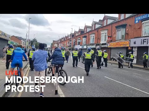 Middlesbrough Protest - Protesters March Through Middlesbrough Live