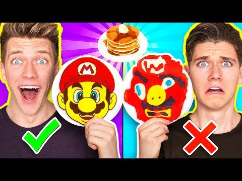 PANCAKE ART CHALLENGE 4!!! Learn How To Make Mario Odyssey Star Wars Jedi Nintendo Food DIY Pancake