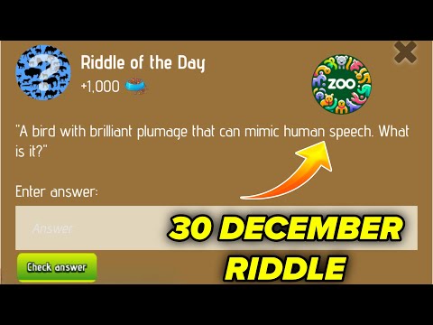 Riddle Of The Day Zoo 30 December | Zoo Riddle Of The Day 30 December | Riddle Of The Day Code Zoo