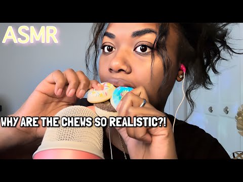 ASMR🎙️|  fake donut🍩 nibbling + mouth sounds🤭 (AGGRESSIVE BUT SATISFYING CHEWSSSS😍)