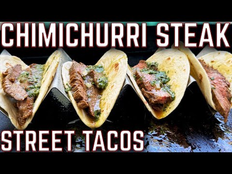 YOU NEED TO MAKE THIS ON THE GRIDDLE! CHIMICHURRI STEAK STREET TACOS! EASY RECIPE