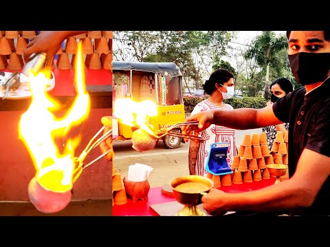 Tandoori Chai - Extremely Hot Pot Tea Making Process at Roadside | Tandoori Chai Recipe and Making