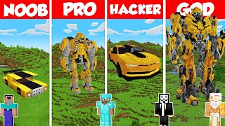 Bumblebee Transformers Build Battle Challenge - Noob vs Pro vs Hacker vs God - Minecraft Animation