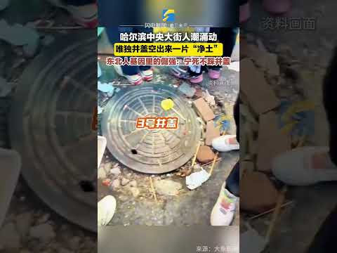 哈爾濱中央大街人潮涌動 唯獨井蓋空出來一片“凈土” 東北人基因里的倔強：寧死不踩井蓋