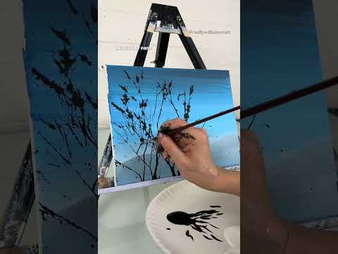 [clip] Painting an abstract night scene! 🎨 #easypainting #beginnerfriendly #howto #acrylic #art