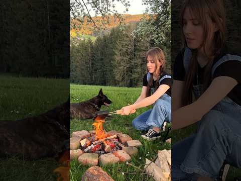 10 minute campfire dinner on a budget in my solo camp | ex boyfriend sandwich #outdoorcooking