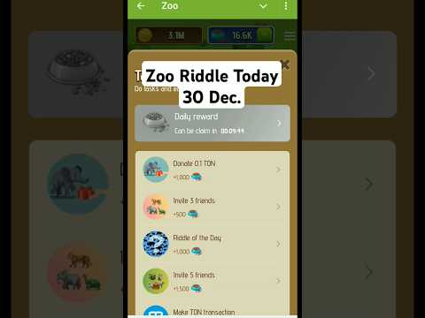 Zoo Riddle Code Today, Riddle Of The Day 30 December Zoo, ZOO Riddle Of the day 30 Dec.