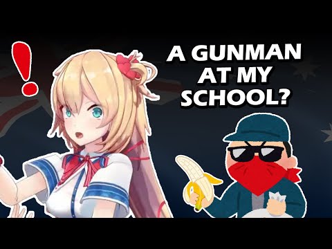 A guy went to Akai Haato's school with a DIY gun [hololive] [ENG sub]