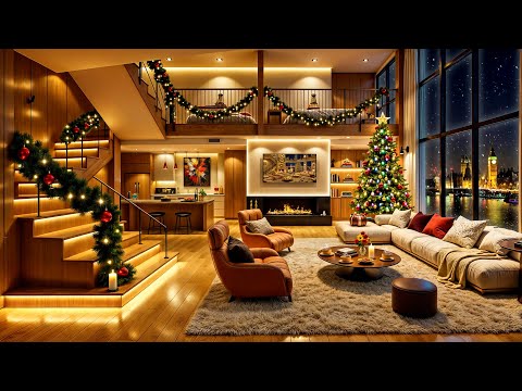 Midnight Melodies 🎄 Luxury London Apartment Ambience 🎹 Christmas Jazz Music for Sleeping, Relaxing