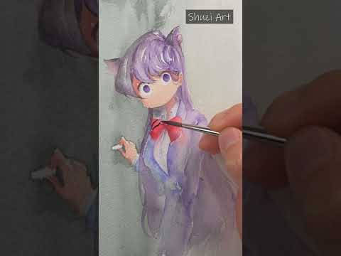 Anime Watercolor Painting | Komi from Komi Can't Communicate | #shorts