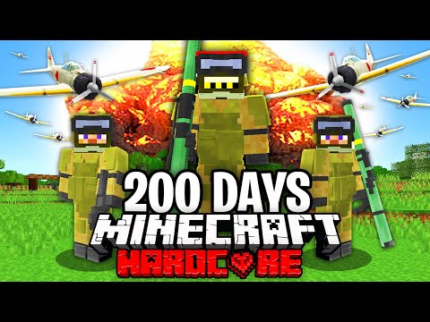 I Survived 200 Days at WAR in Hardcore Minecraft...