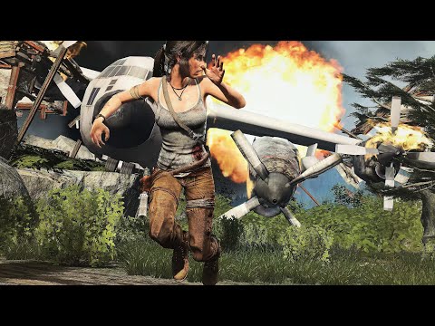 Lara Escapes Crashing Plane Scene - Tomb Raider Definitive Edition PC (4K HDR 60FPS)