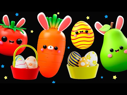 Baby Fruit Dancing with EASTER EGGS 🌈🐣🐰  Sensory Video 🥚💐🌹🌼🌸