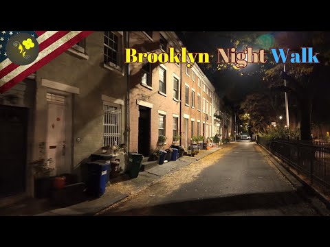 USA - Brooklyn Relaxing Night Walk in Cobble Hill