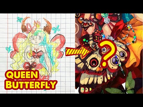 Drawing Red Butterfly Goddess from Old Painting | Huta Chan Studio