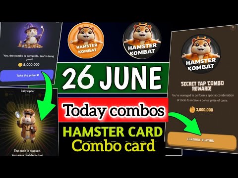 Hamster Kombat Daily Combo Card || Today: 26/06/2024 || Claim 5M Coins to Hamster Kombat Wallet