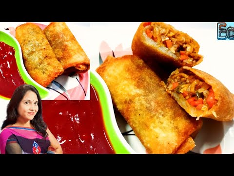 Yummy n Easy Veg Chawmin Spring Roll Recipe With Homemade Sheets 😋😋 How to make veg spring roll