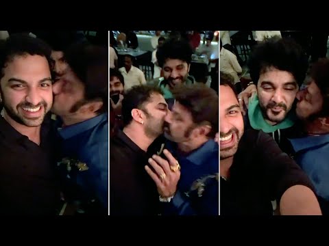 Balakrishna Kisses To New Gen Actors Vishwak Sen & Siddu Jonnalagadda at Daaku Maharaaj SuccessParty