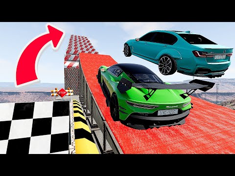 Big High Ramp Jumps - Sports Lux Car Crashes Challenge #3 BeamNG Drive