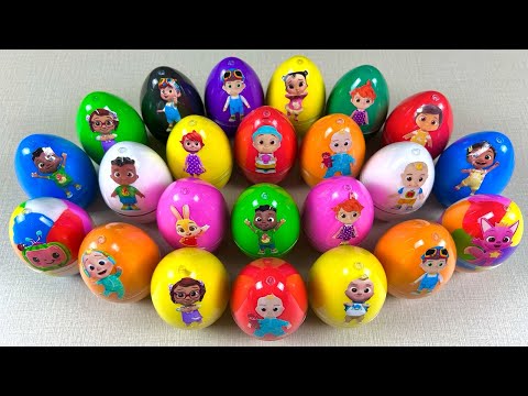 Pinkfong - Looking For Cocomelon Rainbow Eggs Slime - ASMR Satisfying Clay