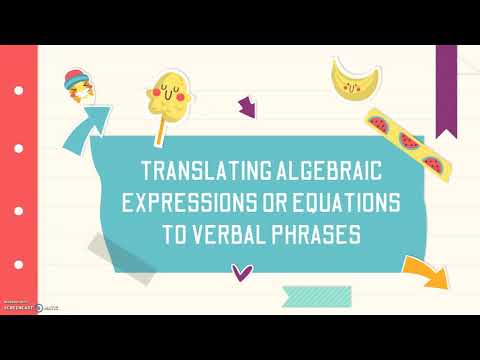 Grade 6 Math: Translating Algebraic Expressions/Equations to Words