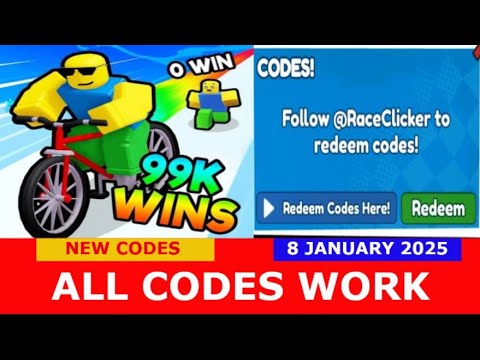 *ALL CODES WORK* [FREE CAR] Race Clicker ROBLOX | NEW CODES | JANUARY 8, 2025