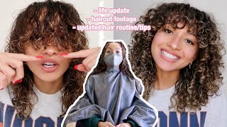 NEW WASH AND GO ROUTINE FOR 3A CURLY BANGS // LIFE UPDATE & HAIRCUT FOOTAGE