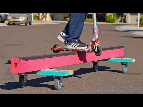 DIY SKATEPARK HANDRAIL ON WHEELS