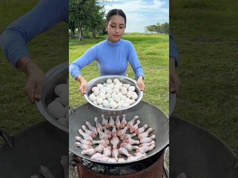 Chicken leg crispy with egg cook recipe #shortvideo #shorts #cooking #food #recipe