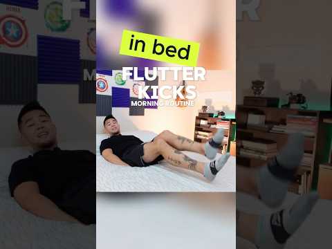 Flutter Kicks in Bed Morning Routine #seniorfitness #fitover50 #backpainexercises