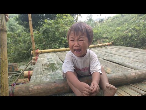 left the children behind and went to cut down trees to build a house