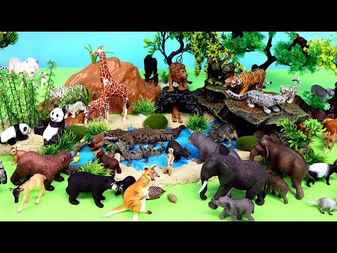 Waterhole Diorama with Small and Big Animal Figurines