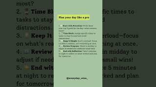 Plan your day, own your life: Prioritize, time block, and reflect for success! 🌟 #PlanYourDay