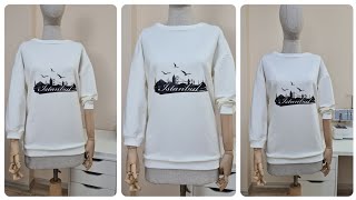 İstanbul Silhouette Print Detailed Sweatshirt Cutting and Sewing/Very Easy Sweat Making