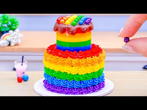 Colorful Rainbow Cake 🌈 Tasty Miniature Rainbow Chocolate Cake Decoration by Lotus Cakes