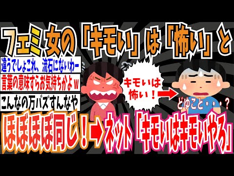 【キモいは怖い】ツイフェミさん「女性の「キモい」はほぼほぼ「怖い」なんだよね…。」➡︎ネット「キモいはキモいやろ」【ゆっくり ツイフェミ】