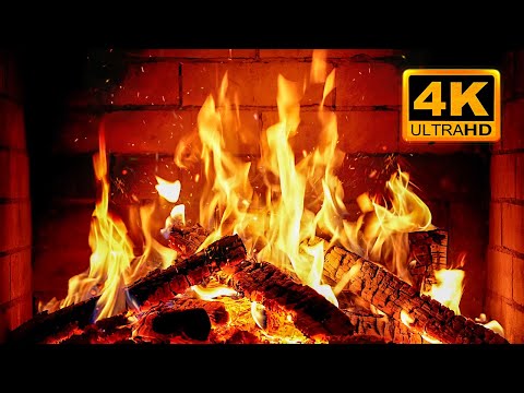 FIREPLACE 4K 🔥 Fireplace video with Burning Logs & Fire Sounds. Christmas Fireplace