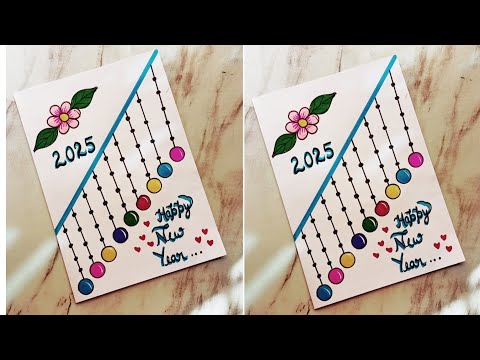 Last minute Happy New year greeting card idea 2025 • DIY Easy & Beautiful Handmade New year card