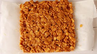 3 ingredients no bake, no oil crispy cornflakes bars | Peanut butter bars | Peanut butter recipes