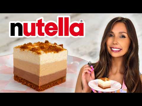 The Best Nutella Cheesecake Bars | Easy No-Bake Recipe!