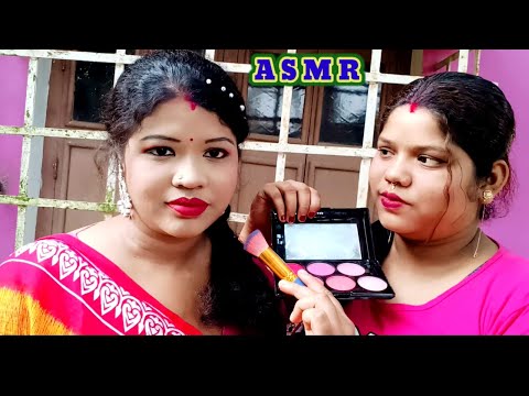 ASMR~ Doing My Sweet Elder Sister Indian Party Makeup & Hair Style Outdoor @asmrsangi7044 🌹❤️👩‍🎤