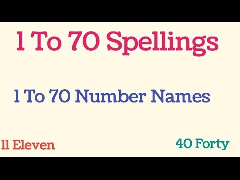 1-70 Spelling in English | Number name in  English | 1-70 Counting in words | number name spelling |